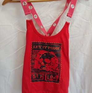 Punk, Red Cross-Strap Tank Top, SQ Freedom